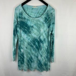 Soft surroundings green water print tie dye sweatshirt M
